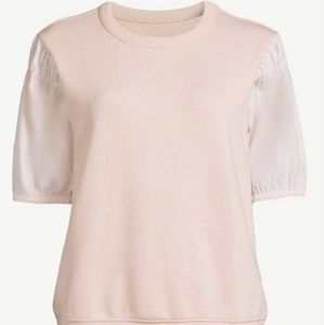 Free Assembly Pink Smocked Square Shoulder Mixey Top, New